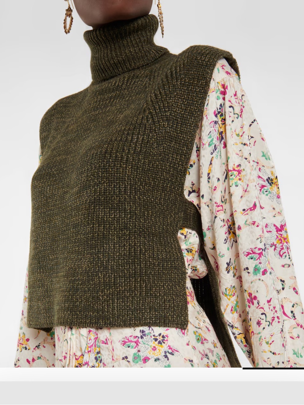 Marant Étoile Sleeveless Wool Cowl Tunic in Grey